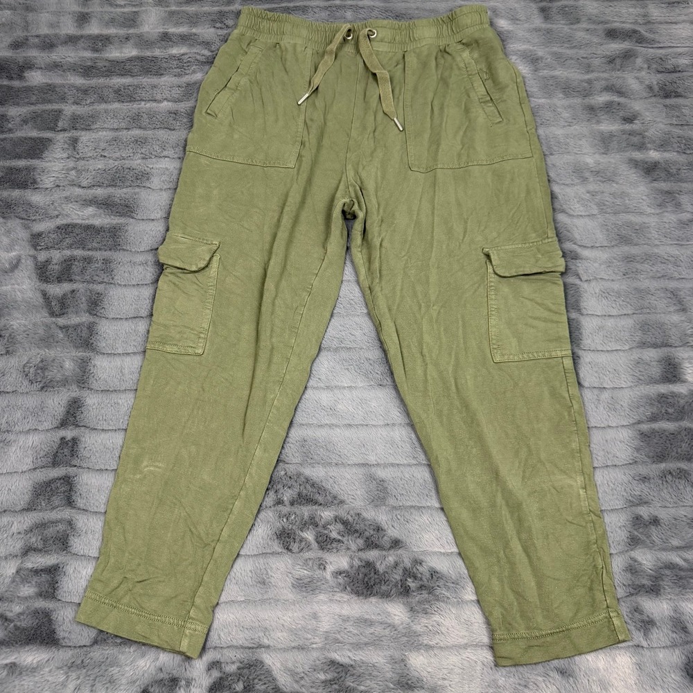 Banana Republic Petite M Olive Green Cargo Joggers Elastic Waist Rayon Blend